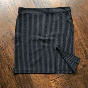 Black and white pinstriped skirt